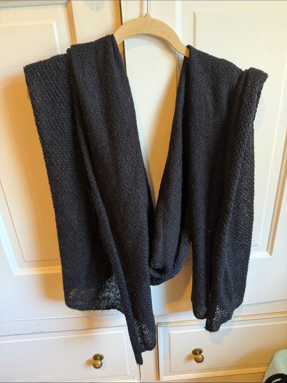 Ralph Lauren Black Open-Knit Mohair Scarf